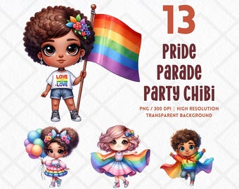 Fiesta del Desfile del Orgullo Chibi LGBT Clipart Mes del Orgullo Bandera del Orgullo Gay Lésbico LGBTQIA PNG Descarga Digital Diario Basura Pegatina Digital