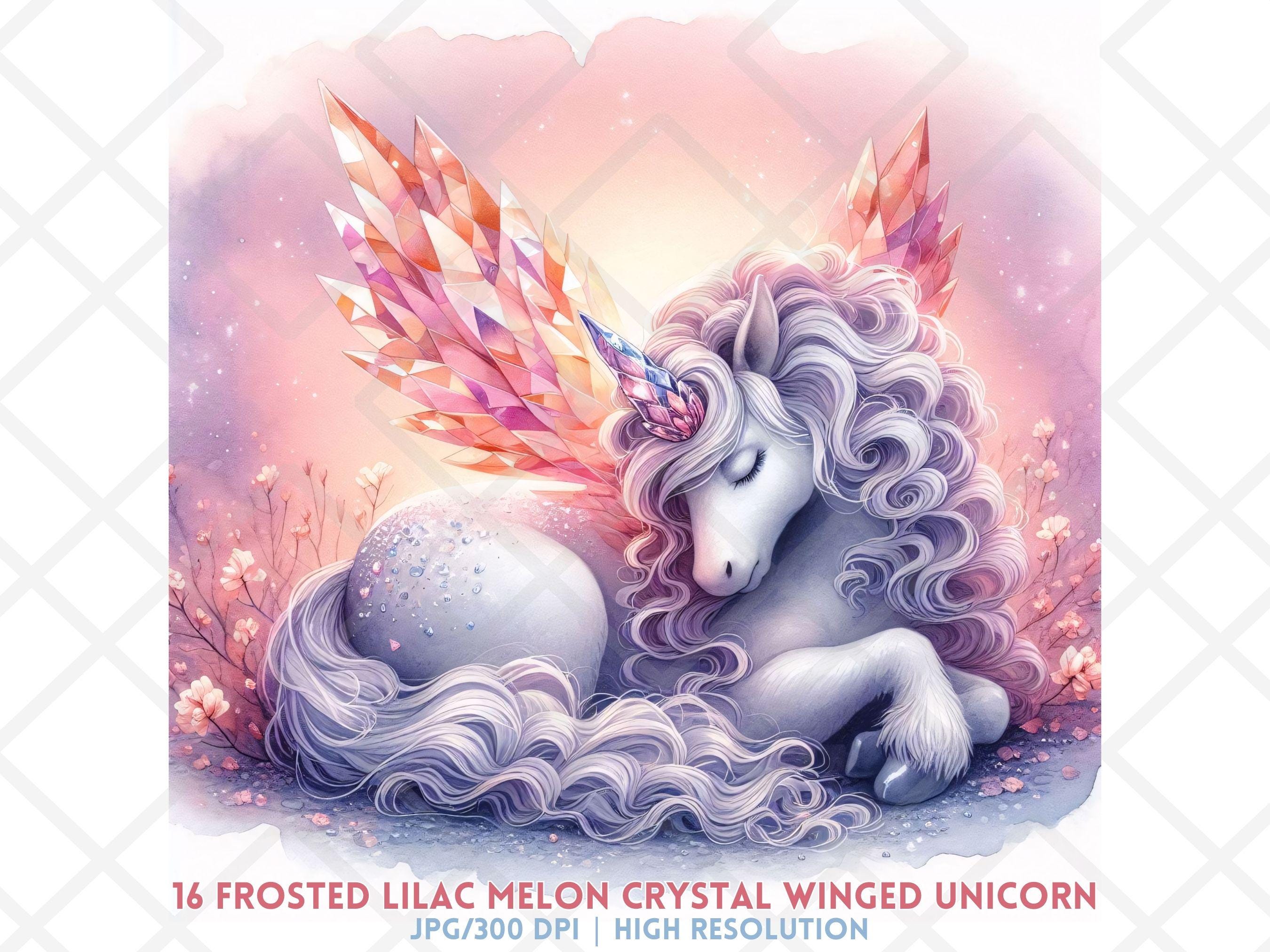 水彩画のフロストライラックメロンユニコーンクリップアートキラキラ