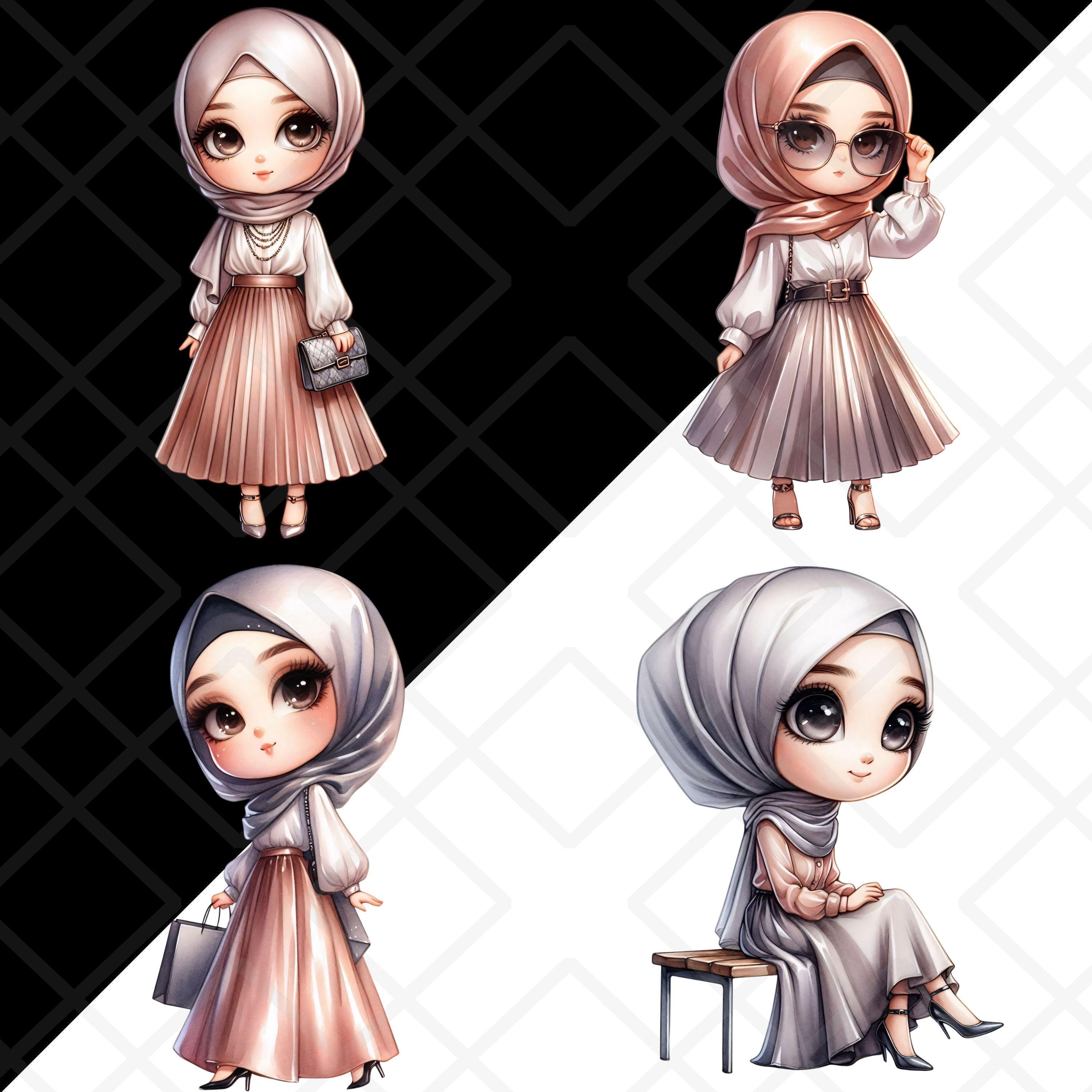 Modesty Sticker Islam Cute Hijabi Chibi Girl Clipart Modest Fashionista Muslim Islam Muslimah ...