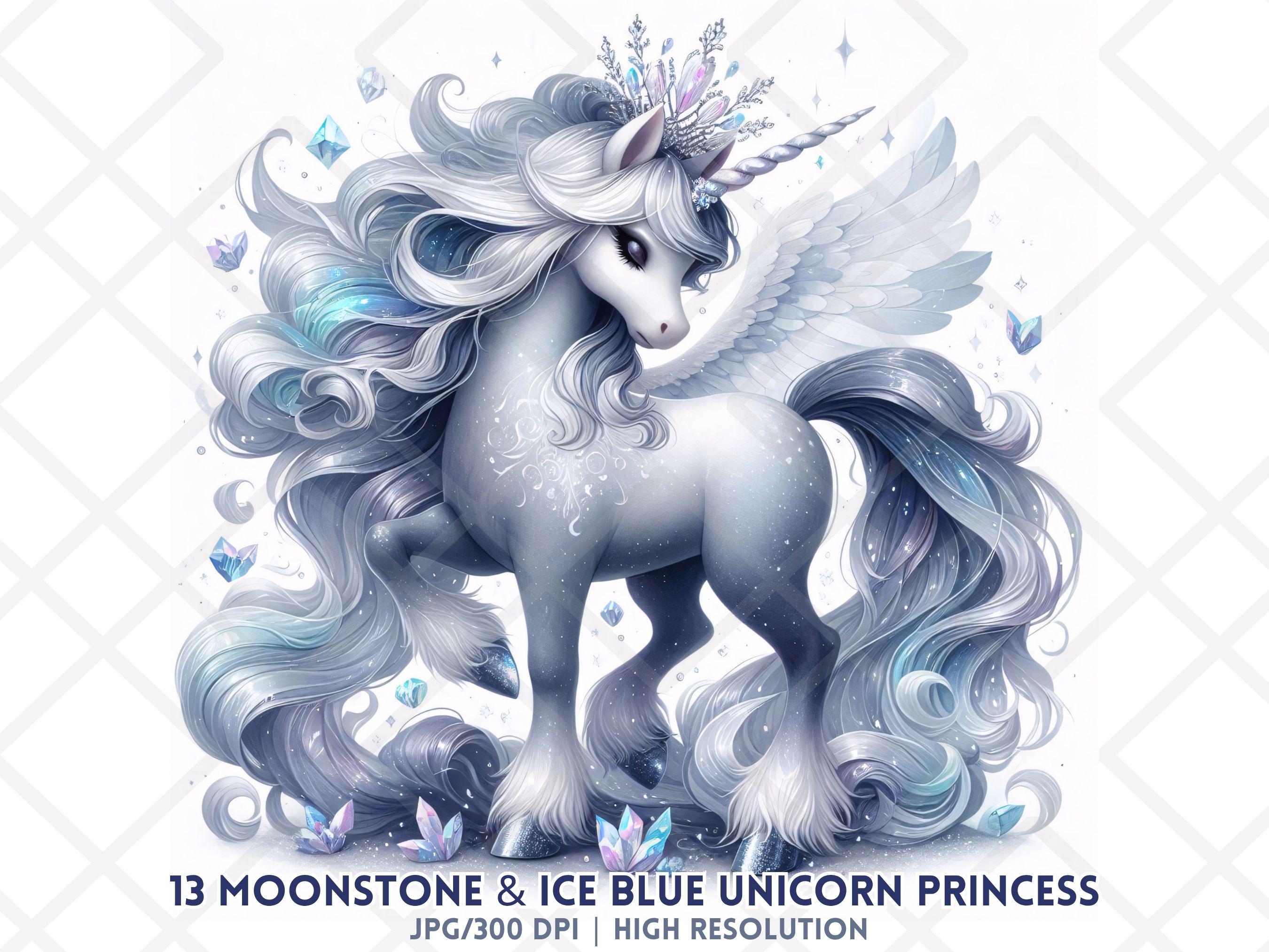 アイスブルーのユニコーンのクリップアート JPG ムーンストーンの