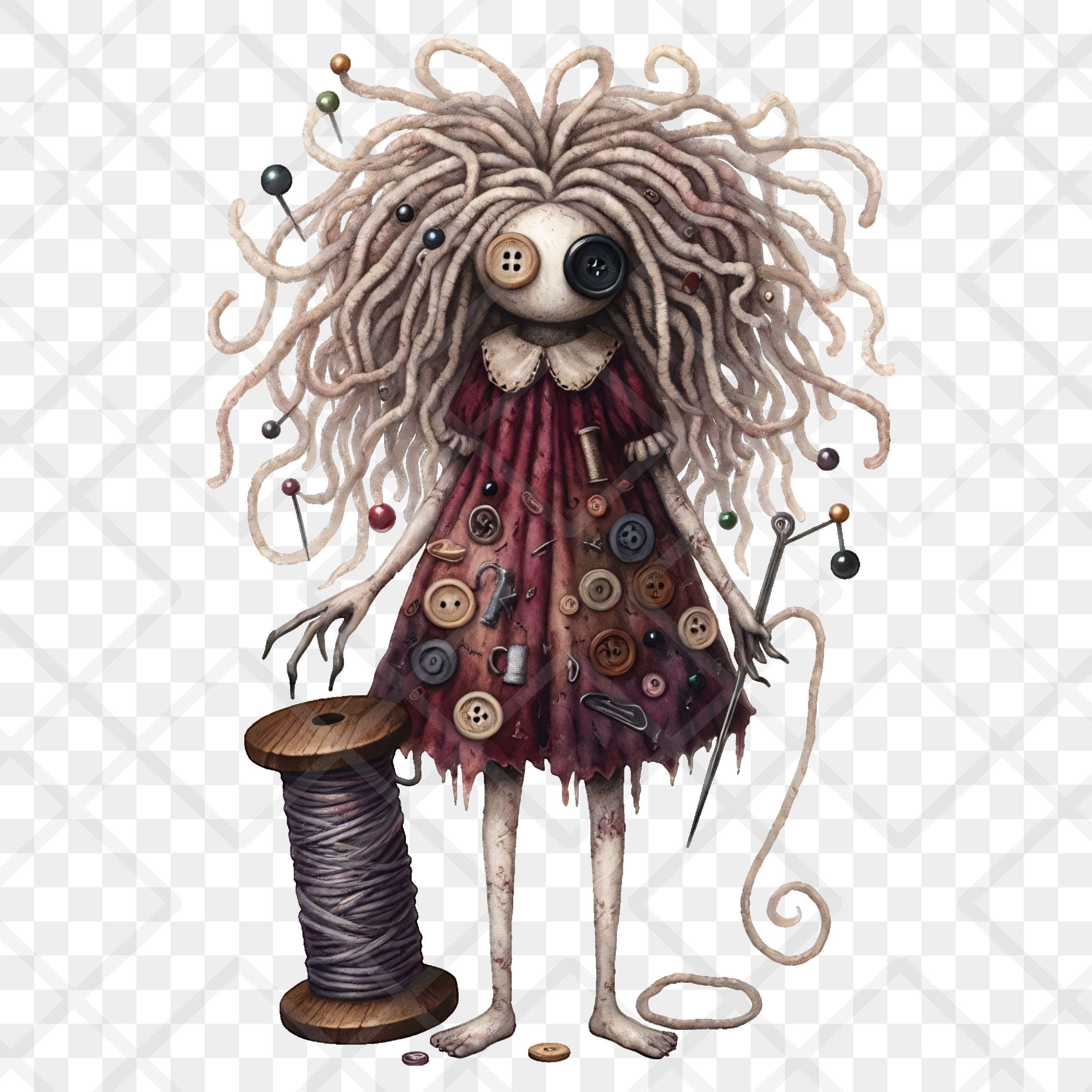 Spool Girl PNG Clipart Creepy Sewing Doll Clipart Thread and Button ...
