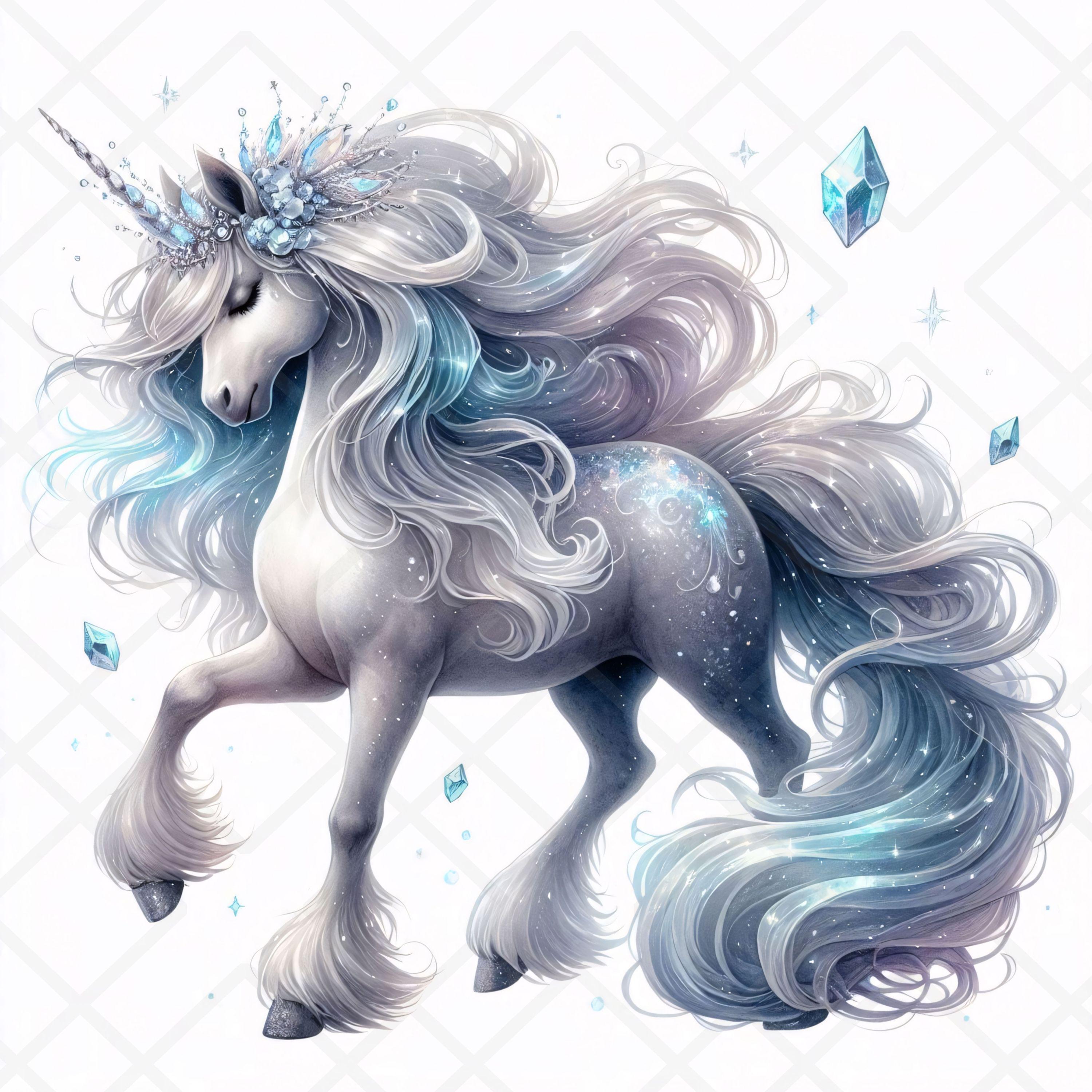 アイスブルーのユニコーンのクリップアート JPG ムーンストーンの