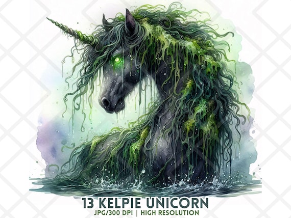 ハロウィン ユニコーン クリップアート JPG 不気味なケルピー 水馬