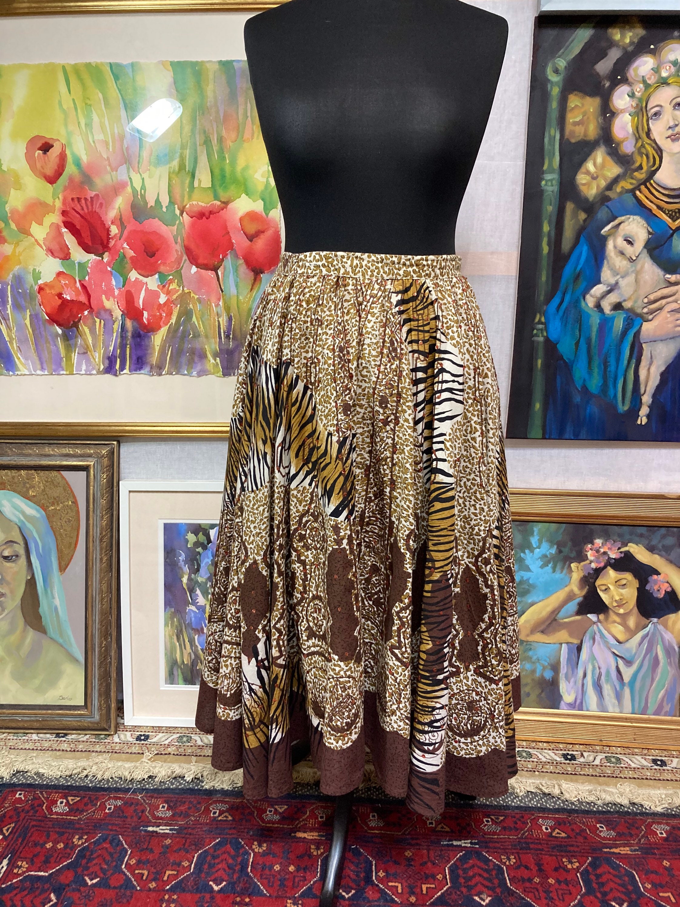 Vintage skirt animal print skirt jungle skirt tiger print size Etsy