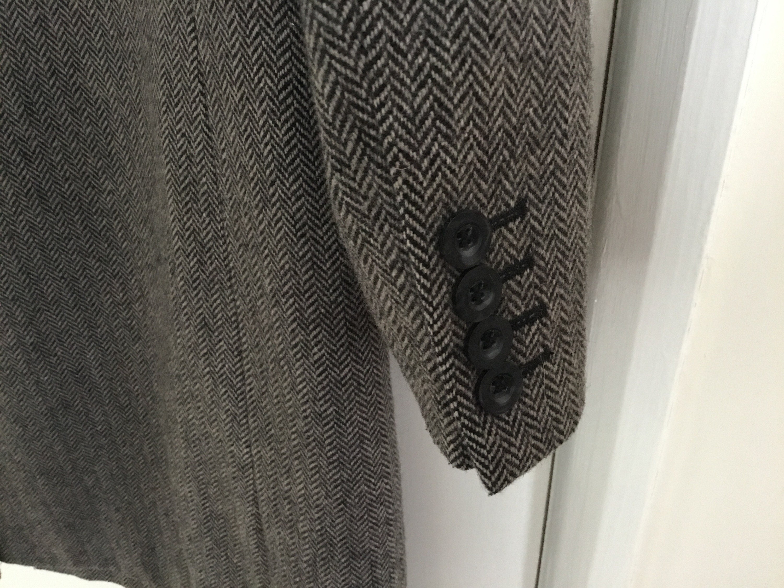 Herringbone Coat Mens Herringbone Coat Double Breasted Coat Etsy