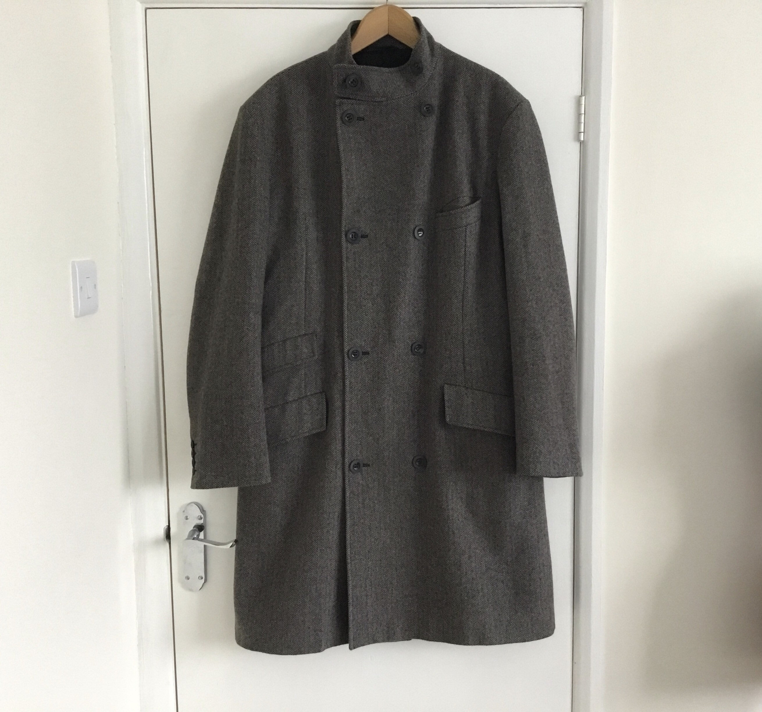 Herringbone Coat Mens Herringbone Coat Double Breasted Coat Etsy