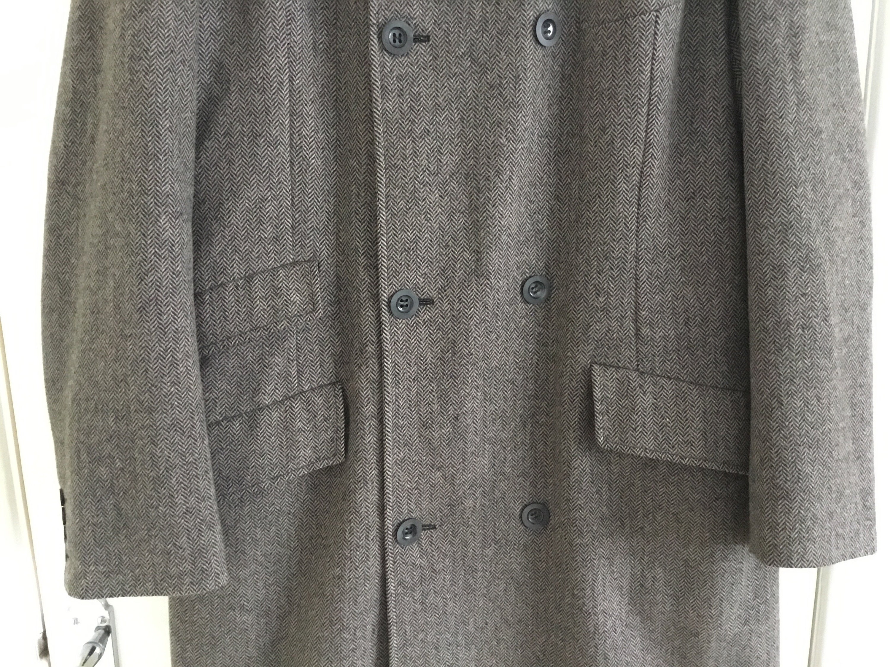 Herringbone Coat Mens Herringbone Coat Double Breasted Coat Etsy