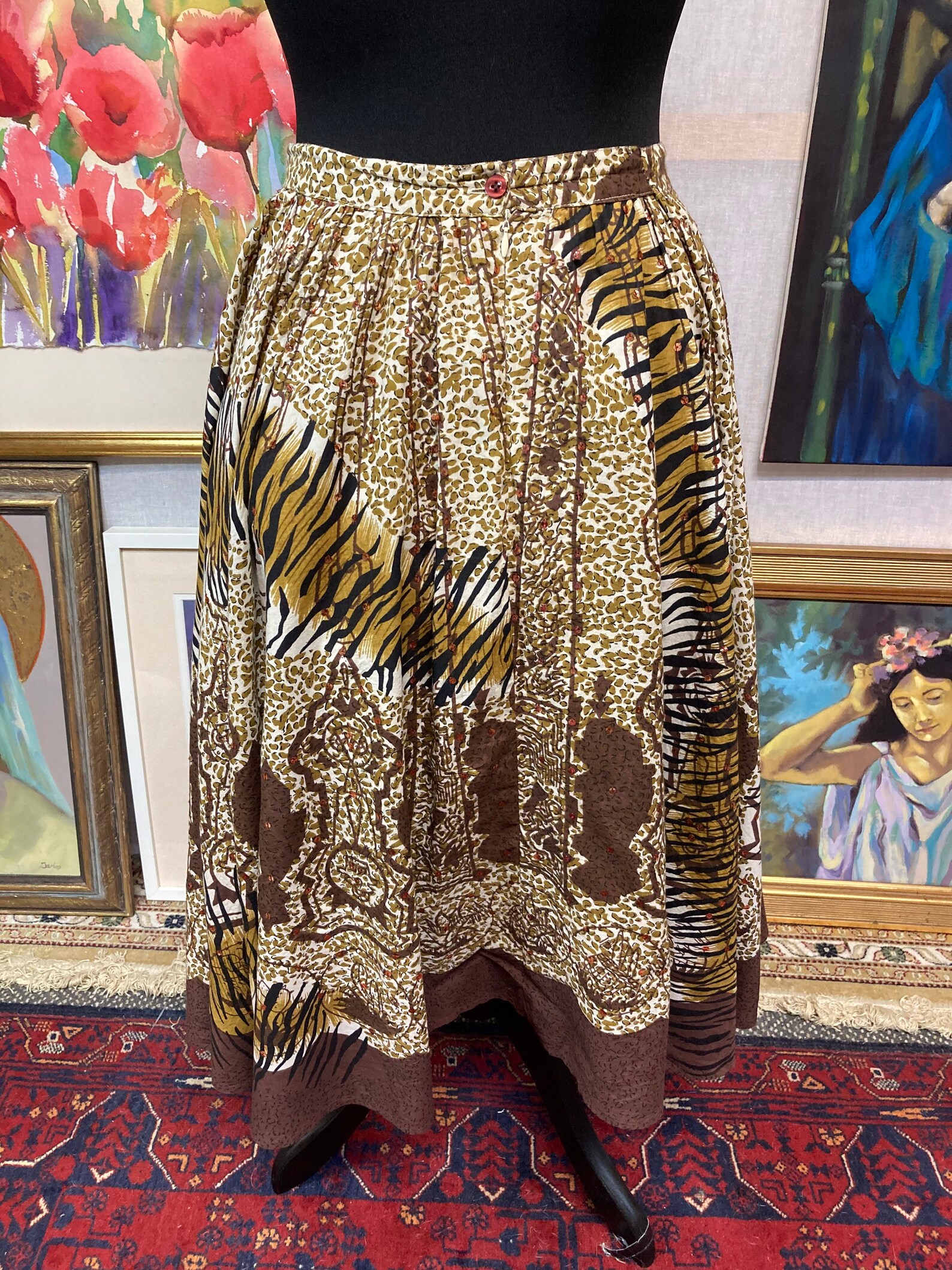 Vintage skirt animal print skirt jungle skirt tiger print size Etsy