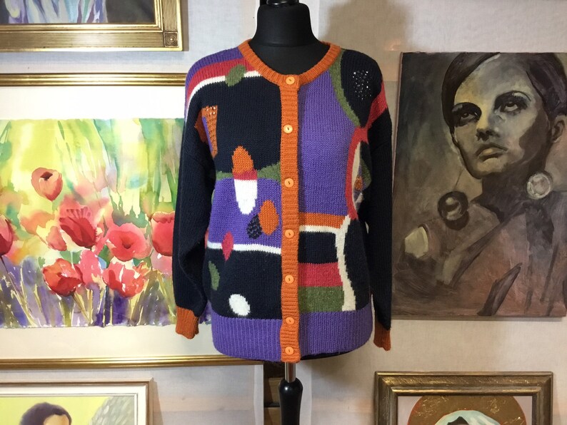 Vintage cardigan 1980s cardigan C/&A Yessica size 18