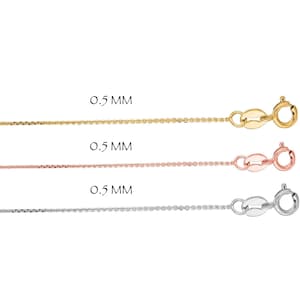 10K Solid Gold Flat Cable Chain, Thin Delicate Chain, Everyday Necklace, Rose Gold, White Gold, Yellow Gold