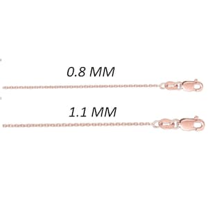 10K Solid Rose Gold Cable Chain Necklace, 16&quot;, 18&quot;, 20&quot; Inch, 0.8mm-1.1mm Wide, Thin Gold Chain, Delicate Gold Chain, For Women