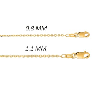 10K Solid Yellow Gold Cable Chain Necklace, 16&quot;, 18&quot;, 20&quot; Inch, 0.8mm-1.1mm Wide, Thin Gold Chain, Delicate Gold Chain, For Women