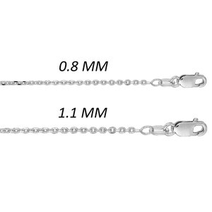 10K Solid White Gold Cable Chain Necklace, 16&quot;, 18&quot;, 20&quot; Inch, 0.8mm-1.1mm Wide, Thin Gold Chain, Delicate Gold Chain, For Women