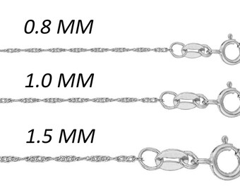 Dünne Goldkette Für Damen Herren 10K Weißgold Seilkette
