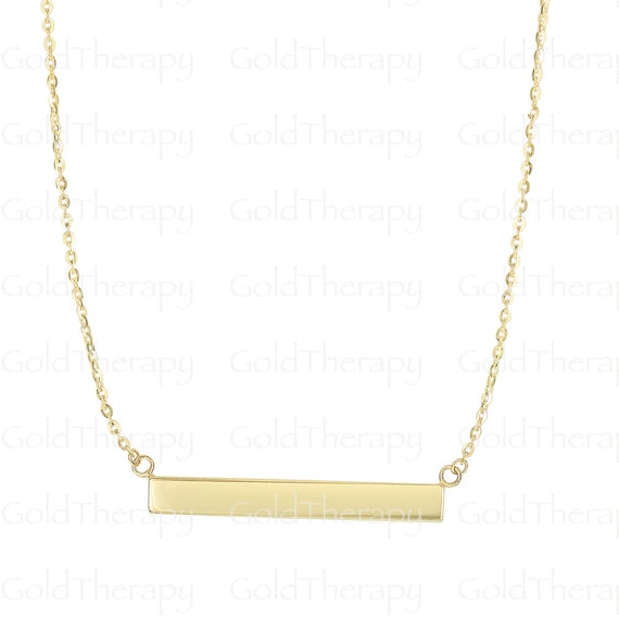 14k Yellow Gold Necklace With Rectangle Pendant, Customizable