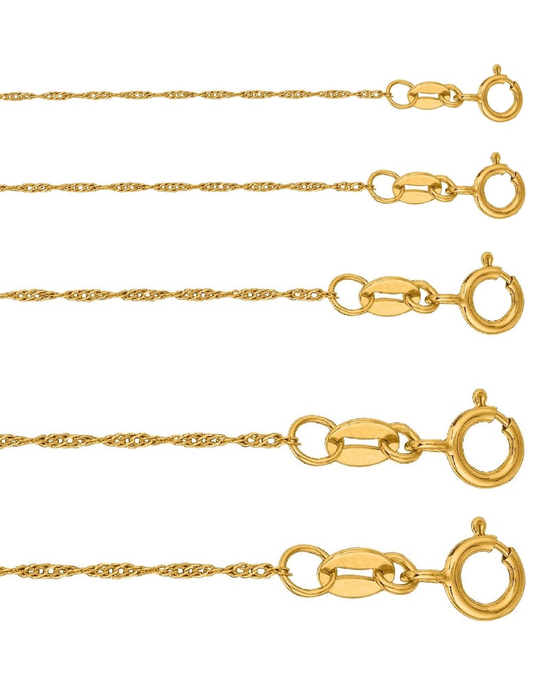 Solid 10K Yellow Gold Singapore Rope Chain Necklace 16 Etsy