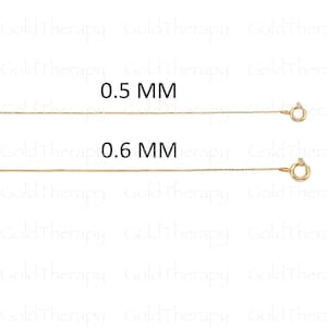 Solid 10K Yellow Gold Dainty Box Chain Necklace,16&quot; 18&quot; 20&quot; 24&quot; Inch, 0.5mm 0.6mm Wide, Thin Gold Chain, Delicate Gold Chain