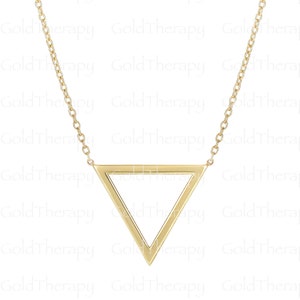 14K Yellow Gold Triangle Necklace, Gold Delta Necklace, Triangle Gold Necklace, Geometric Gold Necklace, Open Triangle Necklace