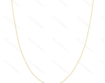 Chaîne corde en or massif 14 carats : délicat collier en or jaune (0,7 mm)