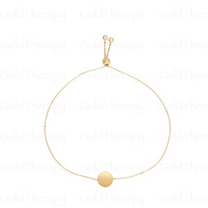 14K Yellow Gold Round Engravable Bracelet, Gold Tag Bracelet, Bolo Gold Bracelet, Friendship Bracelet, Personalized Bracelet, Customizable