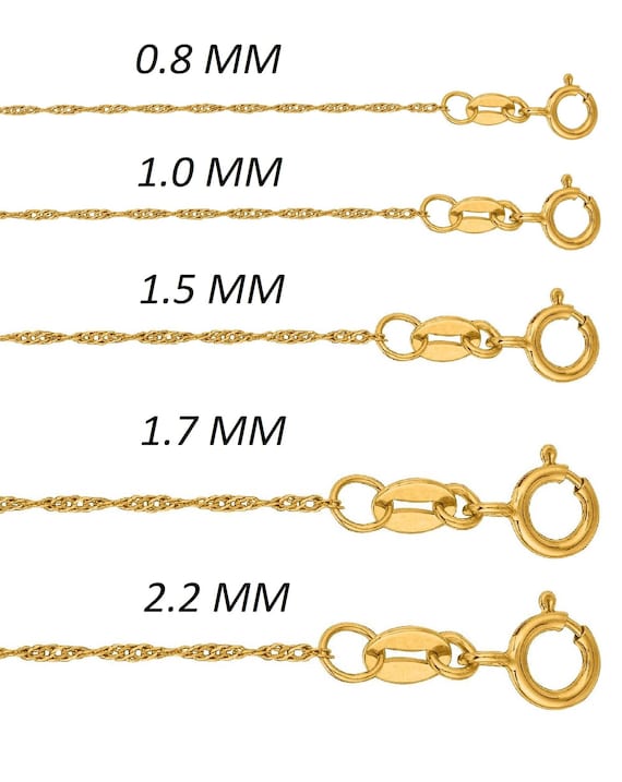 14K OR MASSIF Singapour Chaîne 0.8 mm 16/" 18/"