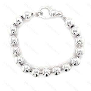 Sterling Silver Chunky Ball Chain Bracelet, Made In Italy, Real Solid Silver, 7.5&quot; Inch, 10mm Thick, Rhodium Finish, 925 Stamped Jewelry