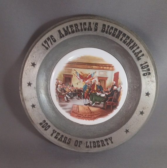 ビンテージピュータープレート1976アメリカ建国200周年記念1776-1976 Vintage Pewter Bicentennial Plate - Etsy