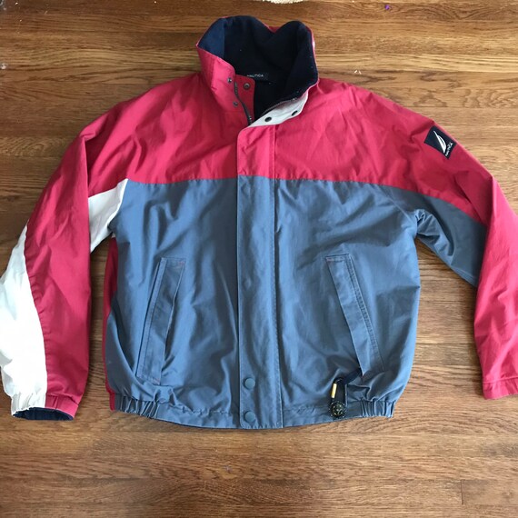 Nautica Red Gray White Vintage 90s Color block Spe