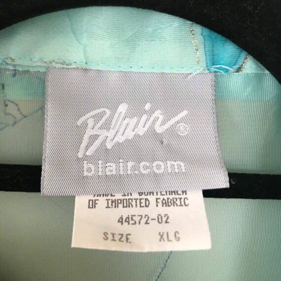 Vintage Blair Sheer Blue Floral & Glitter Buttonu… - image 2