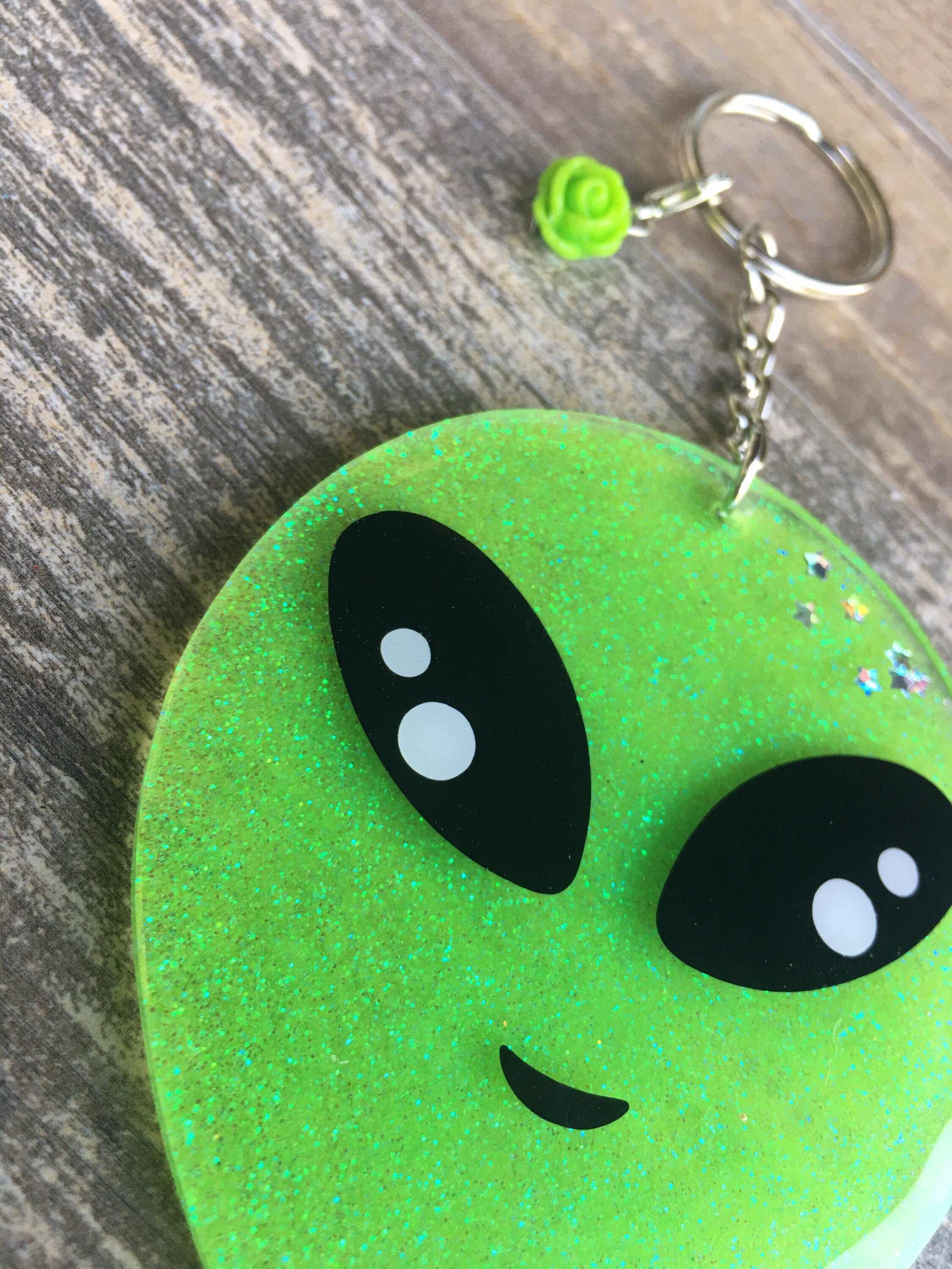 Alien keychain neon green Etsy