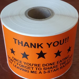 Stickers Bag Sealers Labels Rating Reminder for DoorDash, GrubHub, Favor, or any delivery service that uses ratings!!