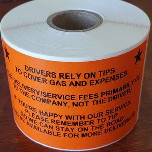 Stickers Bag Sealers Tip Reminder Labels for DoorDash, GrubHub, Favor, UberEats, Postmates, , Shipt or any tipping service!