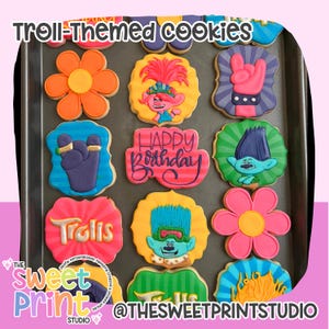 Troll-Themed Decorated Sugar Cookies