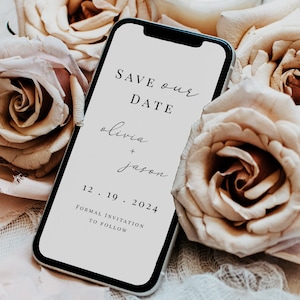 Electronic Save The Date Template, Phone Evite, Text Message Invitation, Digital Save The Date, Save the Date Evite, Minimal, Modern, LM01