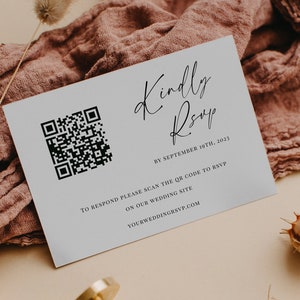 Minimalist QR Code Response Card Template, Printable QR Code Response Card, Minimalist Wedding Reply Card, Minimal modern Reply card, FAYE