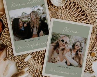 Proposal Card Template, Printable Will You Be My Maid of Honor Card, Bridesmaid Card Template, Editable Photo Proposal Card, WD01