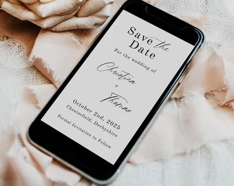 Electronic Save The Date Template, Phone Evite, Digital Text Save The Date, Digital Editable Template, Electronic Invite, Minimal, ASTRA