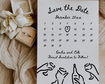Handwritten Save The Date Template, Minimalist Save the Date, Printable Whimsical Save the Date, Modern, HD04