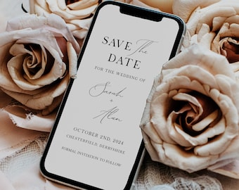 Electronic Save The Date Template, Phone Evite, Digital Text Save The Date, Digital Save the Date, Editable Template, Electronic Invitation