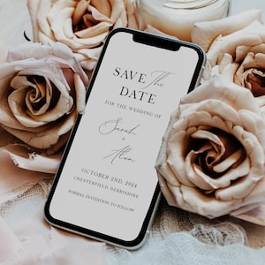 Elektronische Save The Date-sjabloon, Phone Evite, Digitale tekst Save The Date, Digitale Save the Date, bewerkbare sjabloon, elektronische uitnodiging