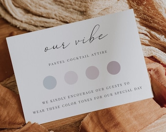 Printable Minimal Our Vibe Card Template, Editable Simple Attire card for wedding, Color Palette Card, LM01