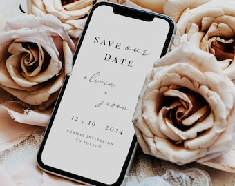 Electronic Save The Date Template, Phone Evite, Text Message Invitation, Digital Save The Date, Save the Date Evite, Minimal, Modern, LM01