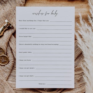 Minimalistische wensen voor babykaart, babyshowerspelletjes afdrukbaar, bewerkbare kaart goed wensen, afdrukbaar, doe-het-zelfsjabloon, instant, Templett, BSG-01
