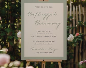 Unplugged Ceremony Sign Template, Elegant Wedding Welcome, Minimalist  Minimalist No Photos Sign, Templett, WD01