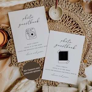 Minimalist Photo Guest Book Sign, Printable Photo Guestbook, Wedding Photo Guestbook Sign, polaroid guestbook, photo wedding Sign, LM01