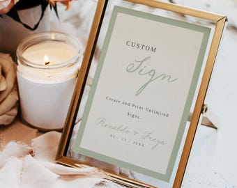 Custom Sign Template, Editable Wedding Sign, Printable Decor, Personalized Event Sign, DIY Sign, Templett, WD01