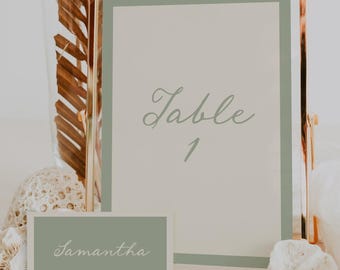 Table number signs Template, Editable Wedding Table Numbers, Wedding name cards, Wedding place cards, Printable, Templett, WD01