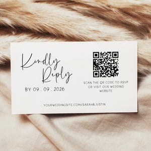 Minimalist Wedding RSVP Card with QR Code | RSVP Card Template | Editable Wedding Insert | Printable Digital Template