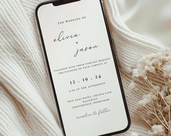 Electronic Wedding Invitation, Editable Template, Digital Wedding Invite, Mobile Invitation, Modern Online Invitation, Phone Evite, Templett