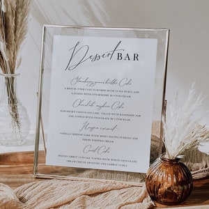 Druckbare Dessert Bar Menü Vorlage, moderne Kuchen Menü Zeichen, Dessert Bar Zeichen, Kuchen Flavor Zeichen, Hochzeitstorte Zeichen, Instant Download